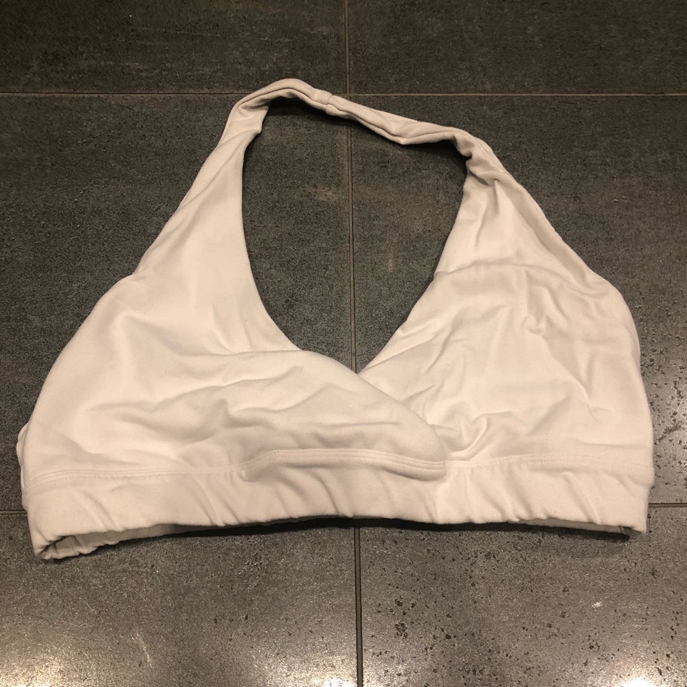 Public Myth White Halter Sports Bra – Minimalist & Supportive